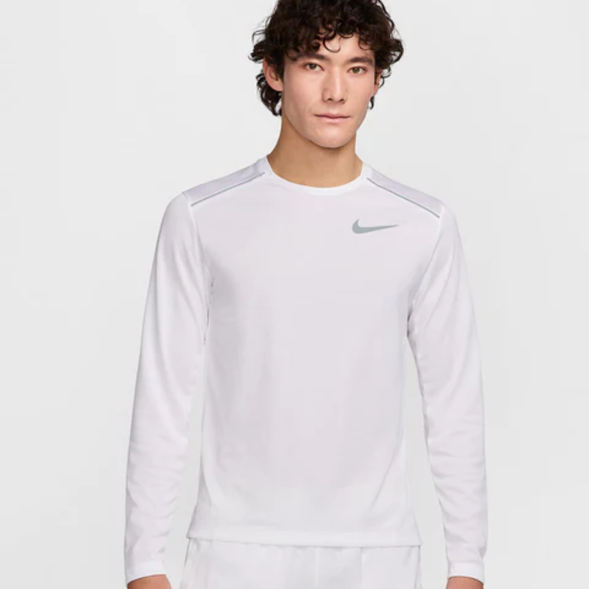 Nike Mens DRI-FIT Miler 1.0 Long Sleeve T-Shirt (White)