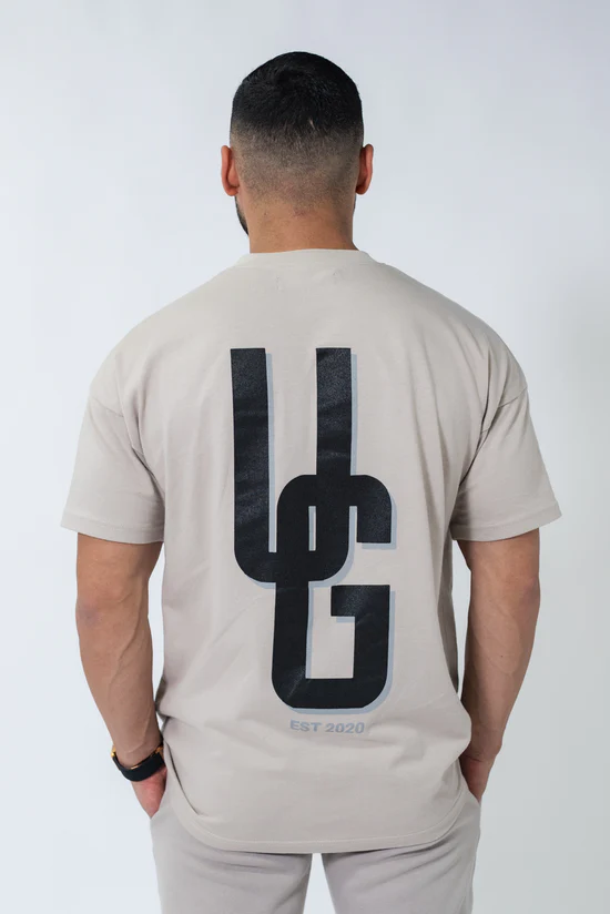 Undrground Double Print Box Fit T-Shirt (Taupe)