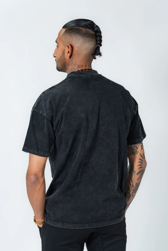 Undrground Acid Wash Puff Print T-Shirt (Black)