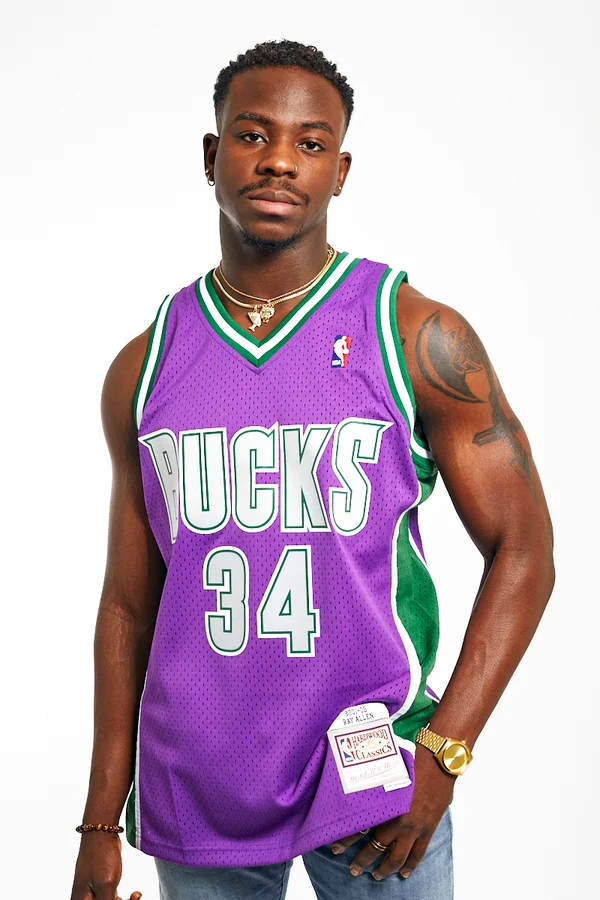 Mitchell & Ness Bucks Swingman Jersey (Purple/Green)