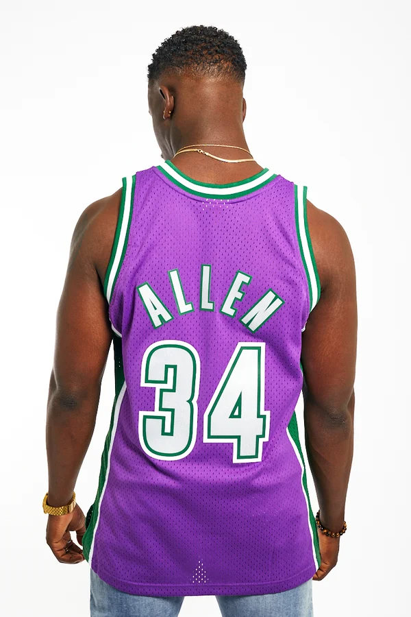 Mitchell & Ness Bucks Swingman Jersey (Purple/Green)