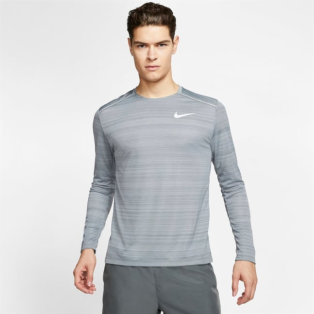 Nike Mens DRI-FIT Miler Long Sleeve T-Shirt (Smoke Grey)