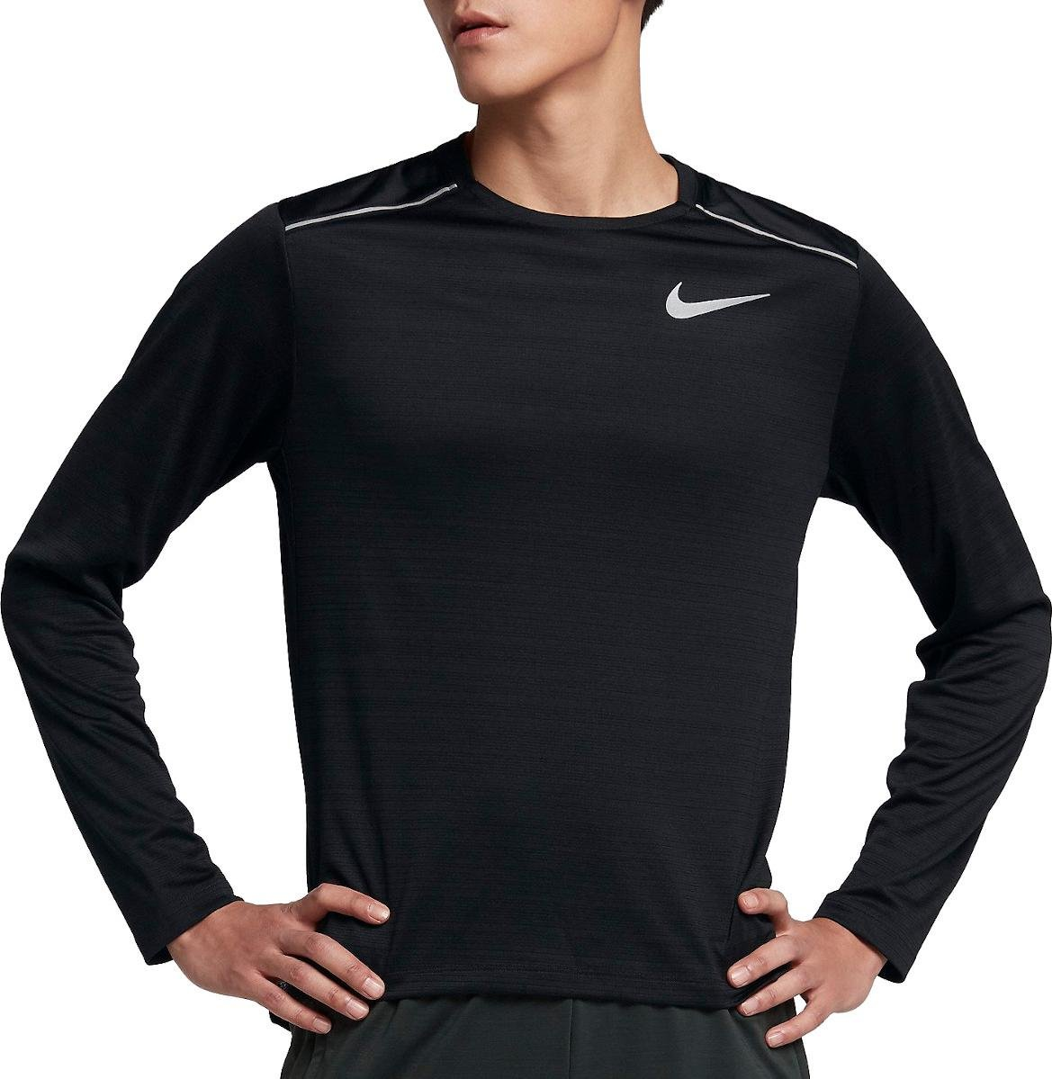 Nike Mens DRI-FIT Miler Long Sleeve T-Shirt (Black)