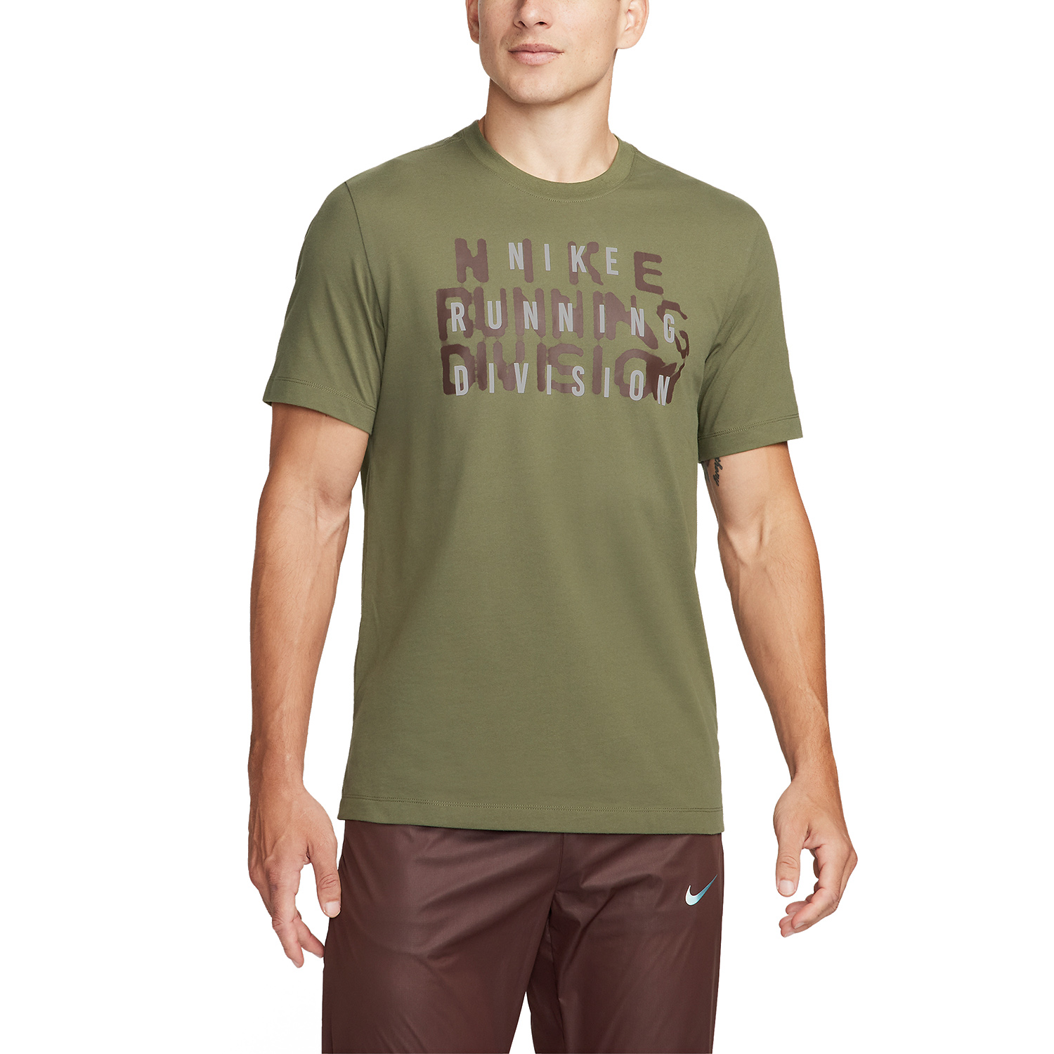 Nike Men's Dri-FIT Running Division T-Shirt (Medium Olive)