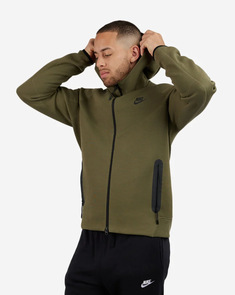 Nike Mens Tech Fleece Full zip Hoodie (Medium Olive)